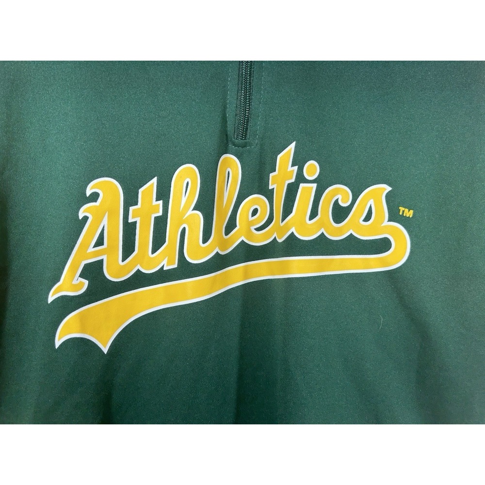 Oakland Athletics Pullover Mens XL Green Yellow 1 4 Zip MLB Fan Gear - Picture 9 of 16